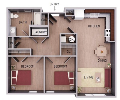 a floor plan of a small apartment with a bedroom and a living room